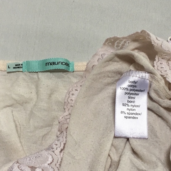 Maurices off white cami w/lace detail & adj straps - Picture 4 of 5